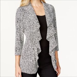CALVIN KLEIN black and white open front blazer